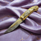 Нож складной дамасский "Зимняя рыбалка"